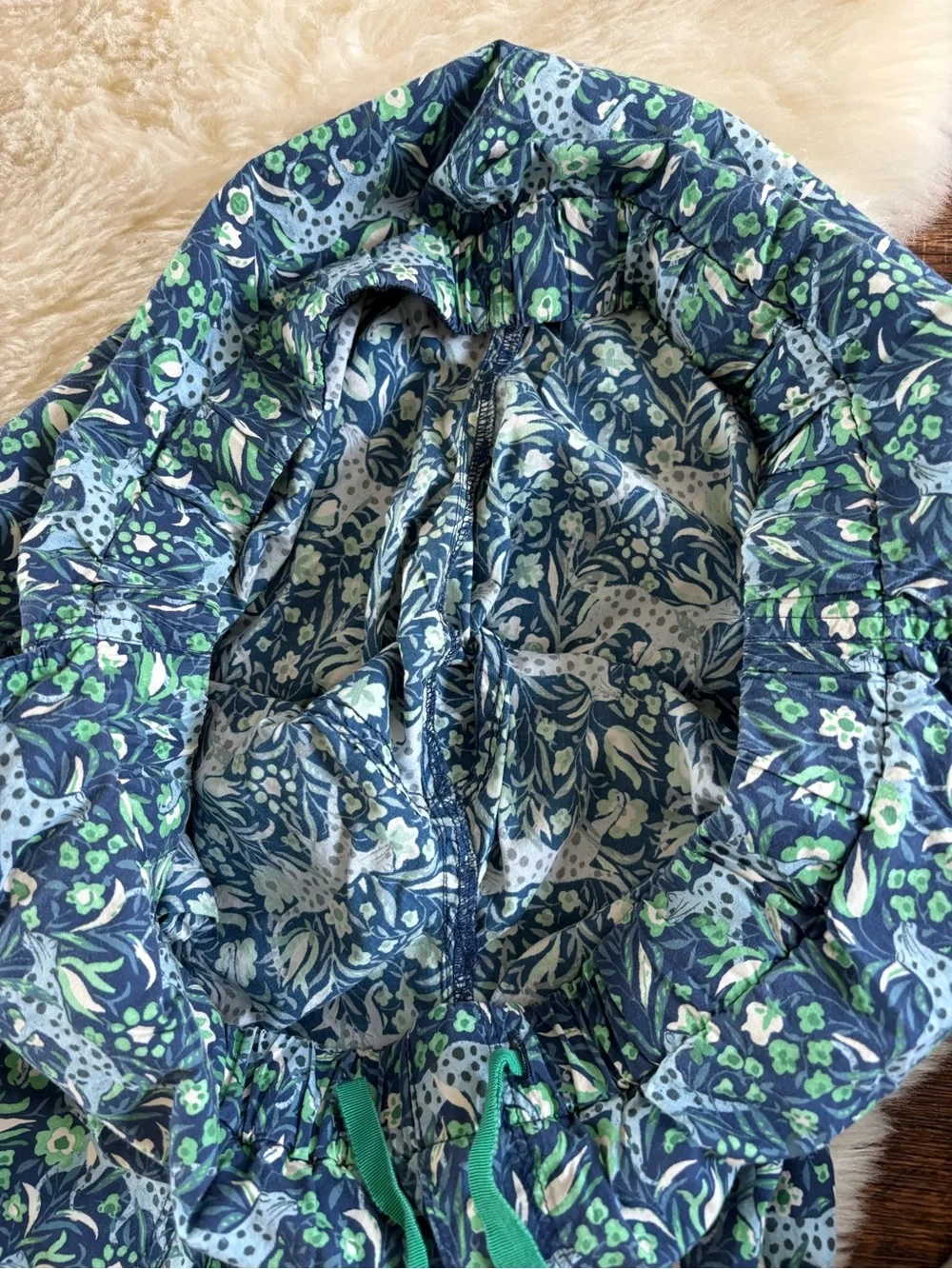 J.Crew Fauna Floral Blue Spotted Leopard Cotton Poplin Pajama Set Medium